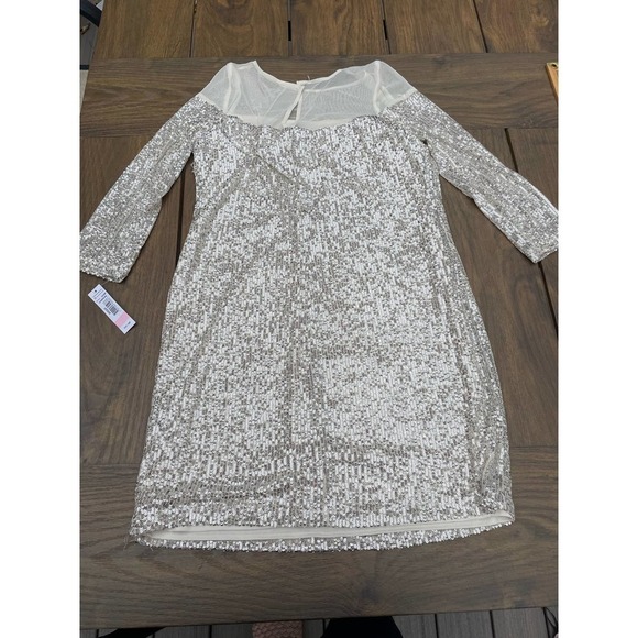 R& M Richards Petite illusion trim sequins dress size 10 P - Picture 6 of 8
